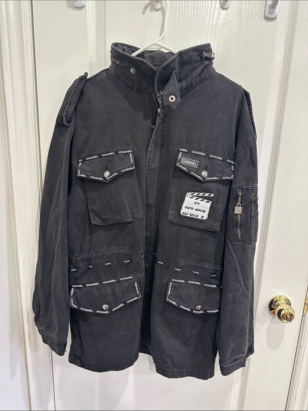 CHANEL Black Military Field Jacket with Branded Trim